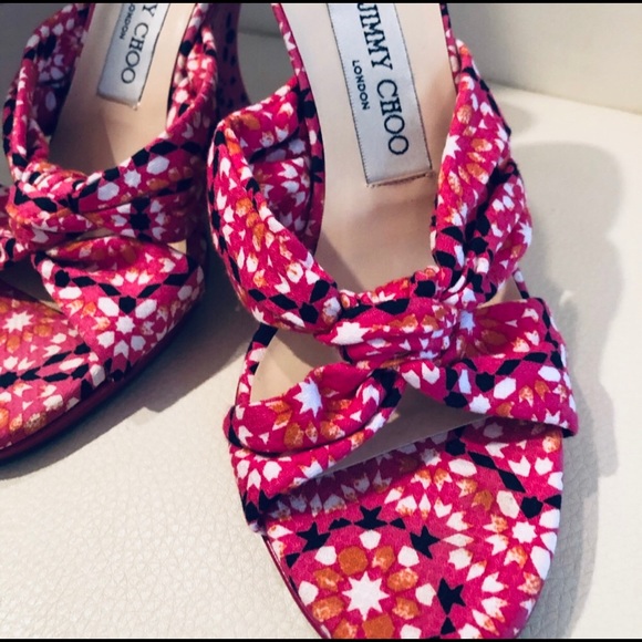 Jimmy Choo Leather & Cloth Printed Wedges - Picture 4 of 7